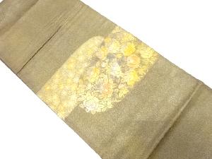 金彩螺鈿　椿に桜模様織り出し袋帯